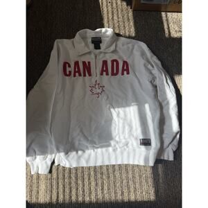 Vintage Roots Canada Quarter Zip Sweatshirt Men's Size Large White